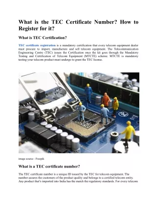 What is the TEC Certificate Number? How to register for it?