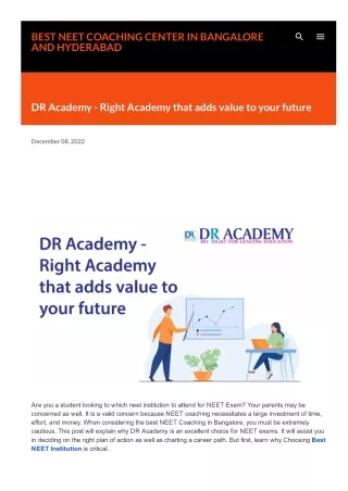 DR Academy - Right Academy that adds value to your future