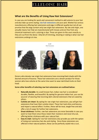 what are the benefits of using raw hair extensions