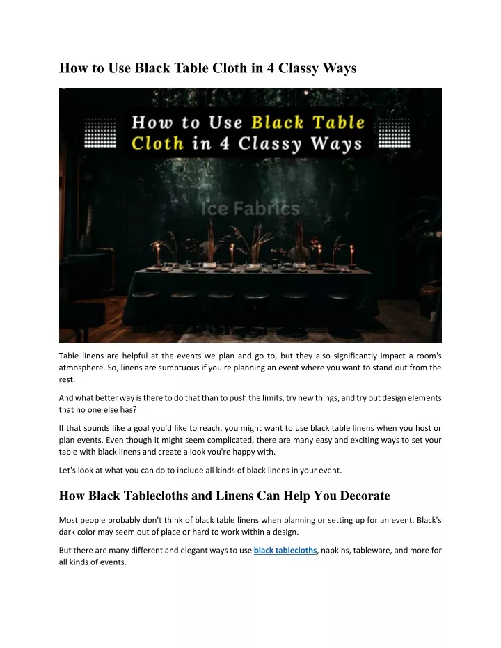 how to use black table cloth in 4 classy ways