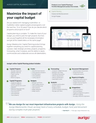 Capital Planning Software | Aurigo Software