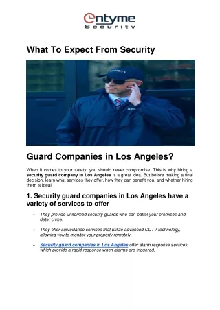 What To Expect From Security Guard Companies in Los Angeles?