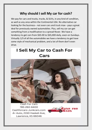 Why should I sell My car for cash