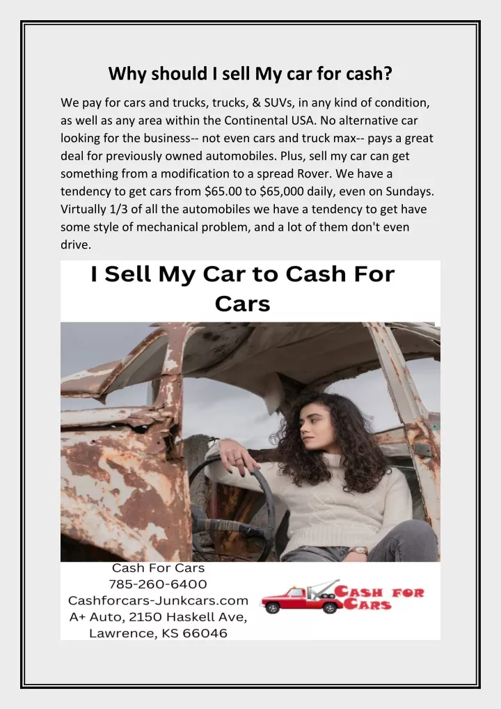 why should i sell my car for cash
