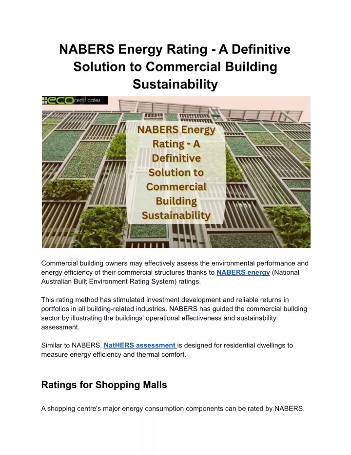 nabers energy rating a definitive solution