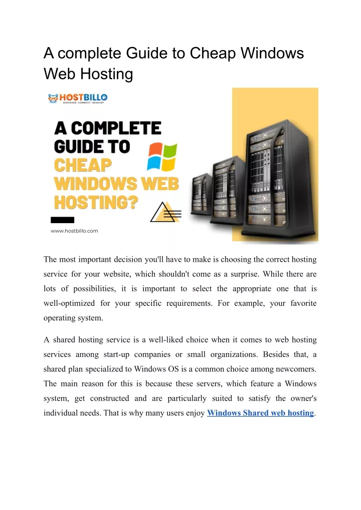 a complete guide to cheap windows web hosting