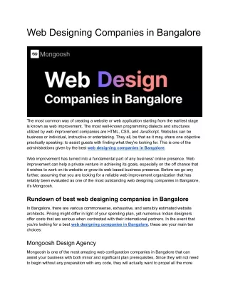 Web Designing Companies in Bangalore _ Mongoosh