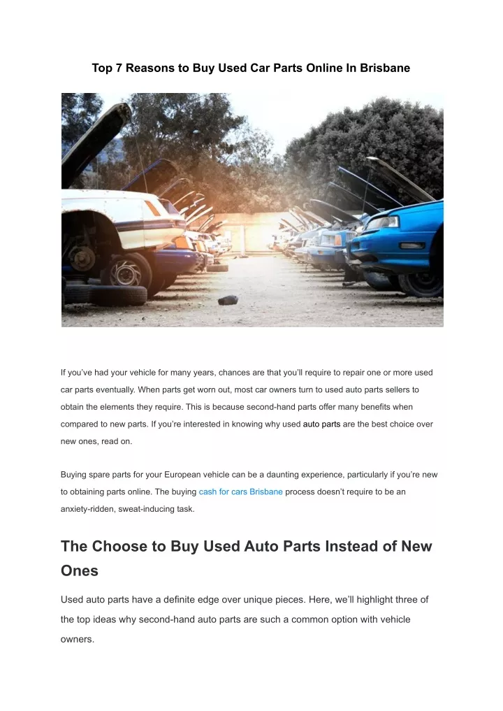 top 7 reasons to buy used car parts online