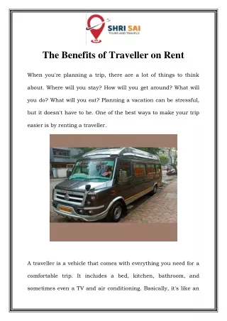 the benefits of traveller on rent
