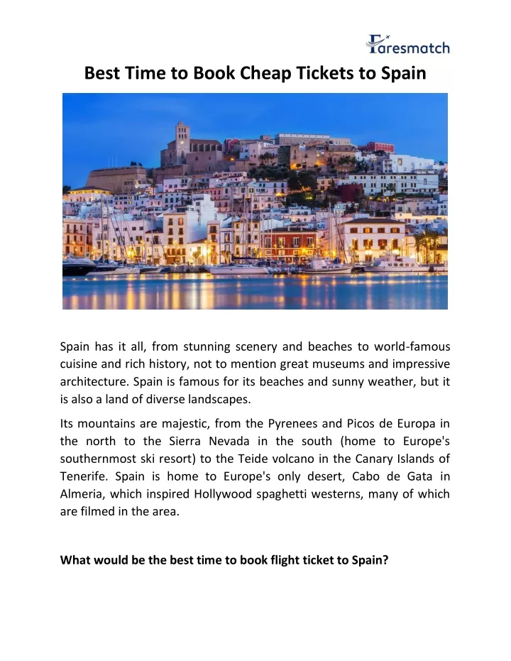 best time to book cheap tickets to spain