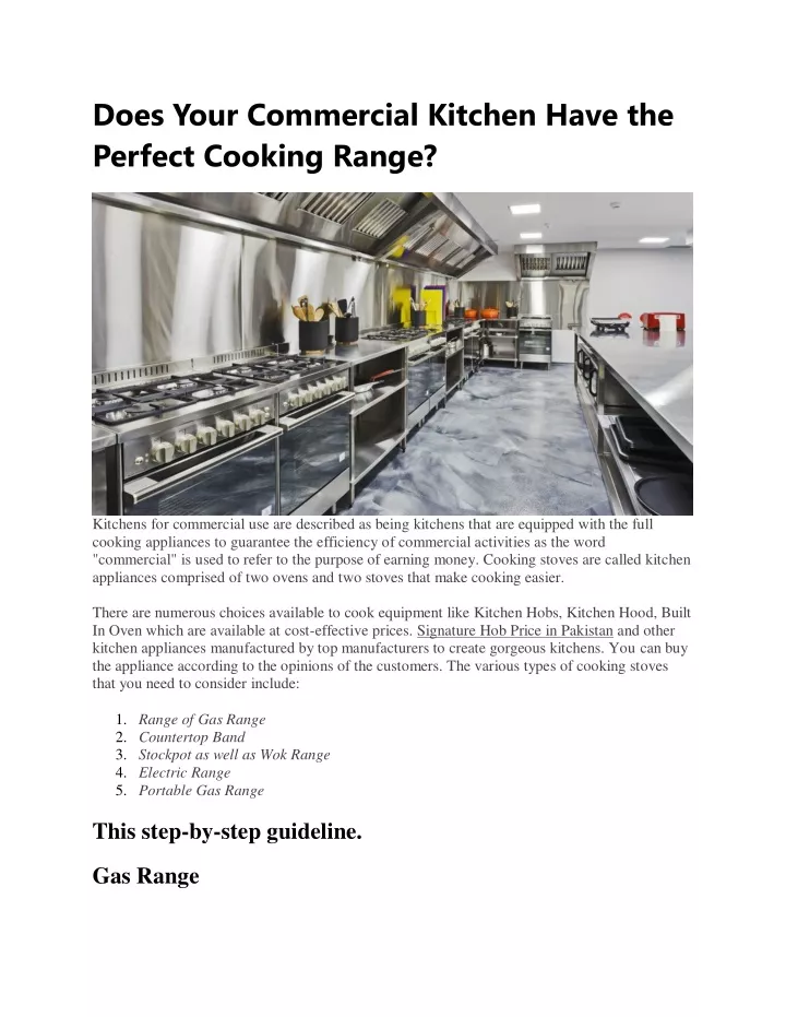 does your commercial kitchen have the perfect