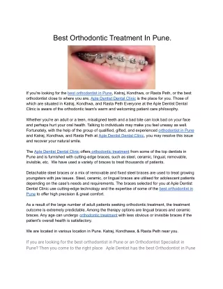 Best Orthodontic Treatment In Pune