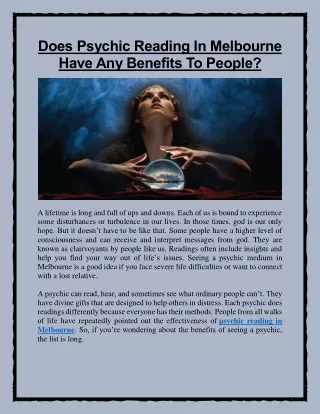 Does Psychic Reading In Melbourne Have Any Benefits To People