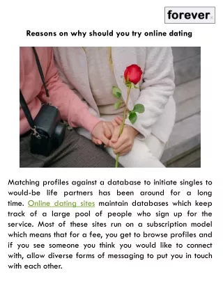 reasons on why should you try online dating