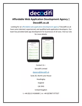 Affordable Web Application Development Agency  Decodifi.co.uk