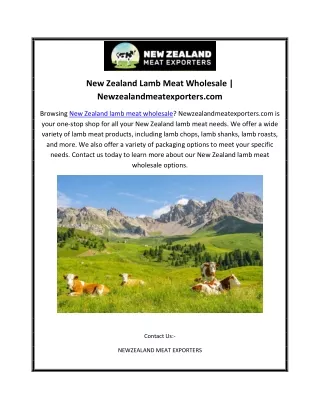 New Zealand Lamb Meat Wholesale  Newzealandmeatexporters