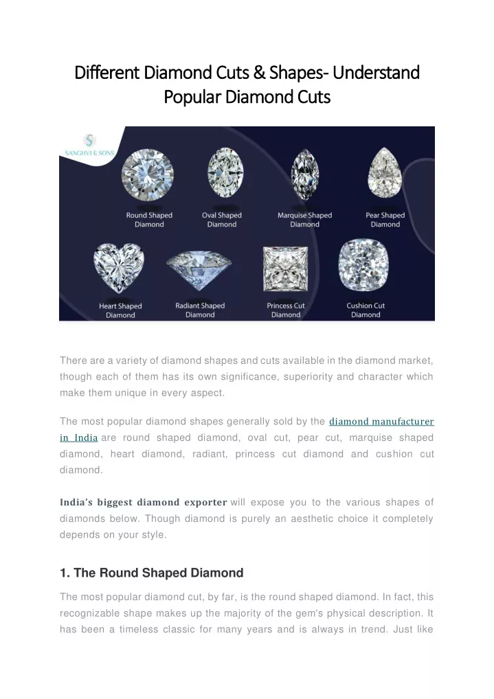 different diamond cuts shapes different diamond