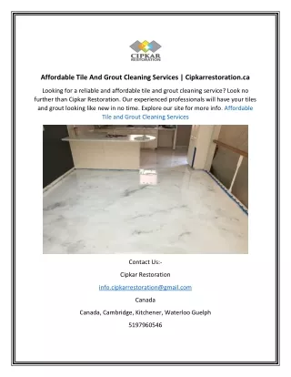 Affordable Tile And Grout Cleaning Services | Cipkarrestoration.ca