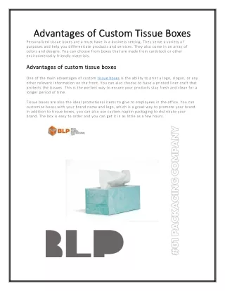 advantages of custom tissue boxes advantages