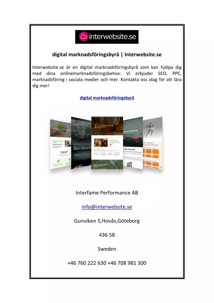 digital marknadsf ringsbyr interwebsite se