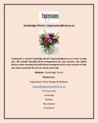 Cambridge Florist  Expressionsfloral.co.nz