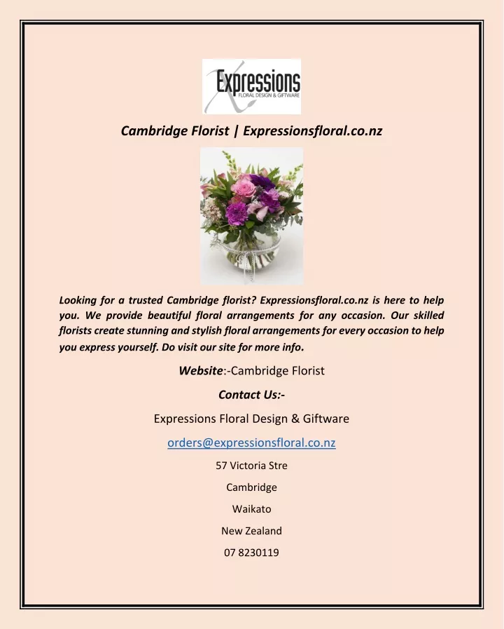cambridge florist expressionsfloral co nz