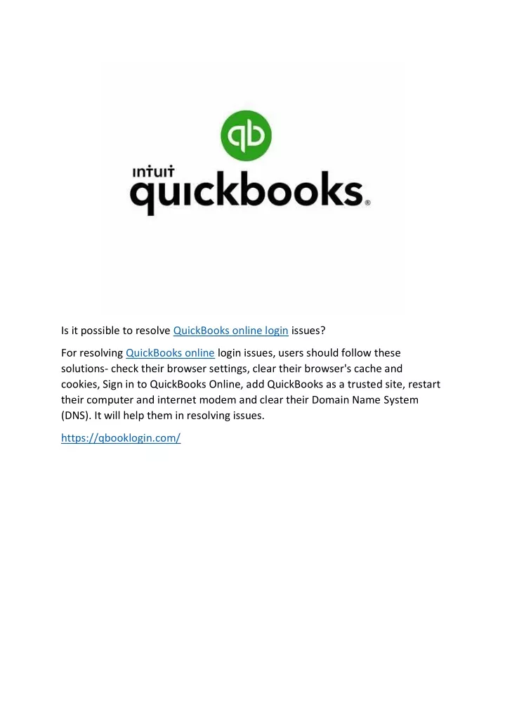 is it possible to resolve quickbooks online login