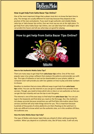 how to get help from satta bazar tips online