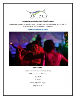 community centres brisbane unidus org au