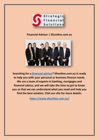 Financial Advisor | Sfsonline.com.au
