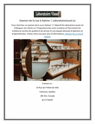 examen de la vue aylmer laboratoirevisuel ca