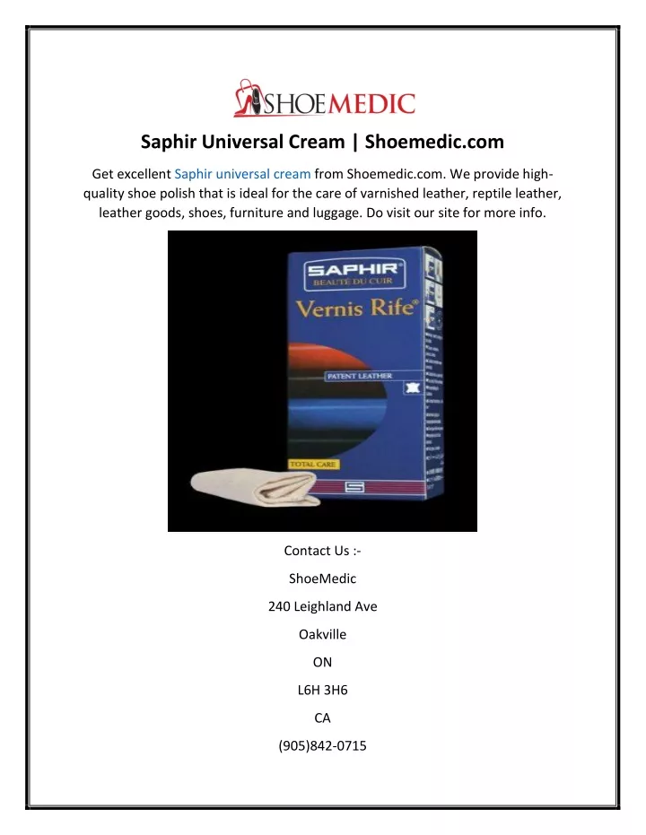 saphir universal cream shoemedic com