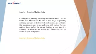 Jewellery Soldering Machine India  Maxsell.co