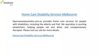 Home Care Disability Services Melbourne  Sparrowcareaustralia.com.au