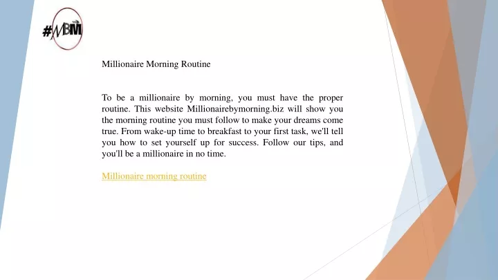 millionaire morning routine to be a millionaire