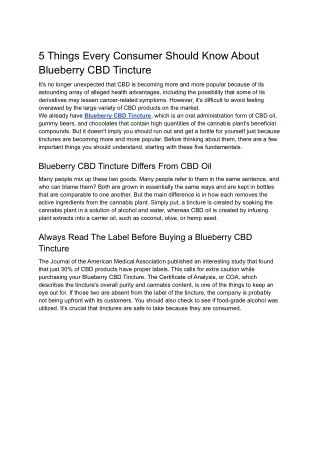 5 Things Every Consumer Should Know About Blueberry CBD Tincture