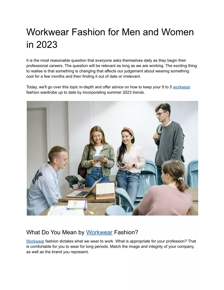 workwear fashion for men and women in 2023