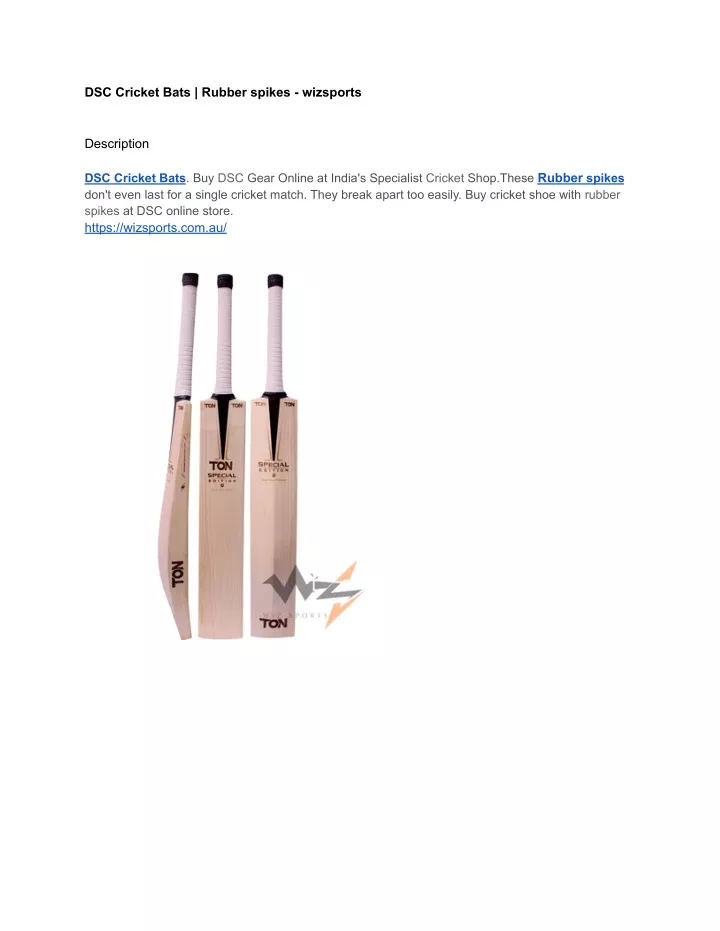 dsc cricket bats rubber spikes wizsports