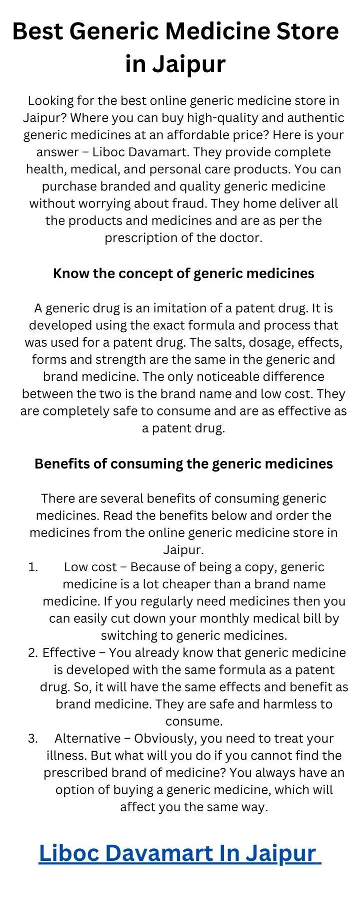 best generic medicine store in jaipur