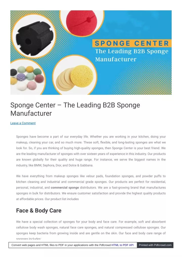 sponge center the leading b2b sponge manufacturer