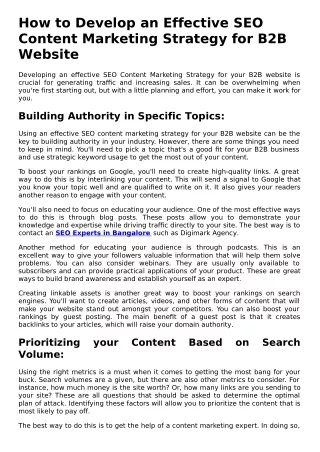 How to Develop an Effective SEO Content Marketing Strategy for B2B Website.
