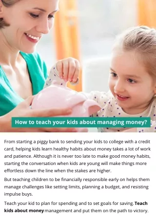 how to teach your kids about managing money