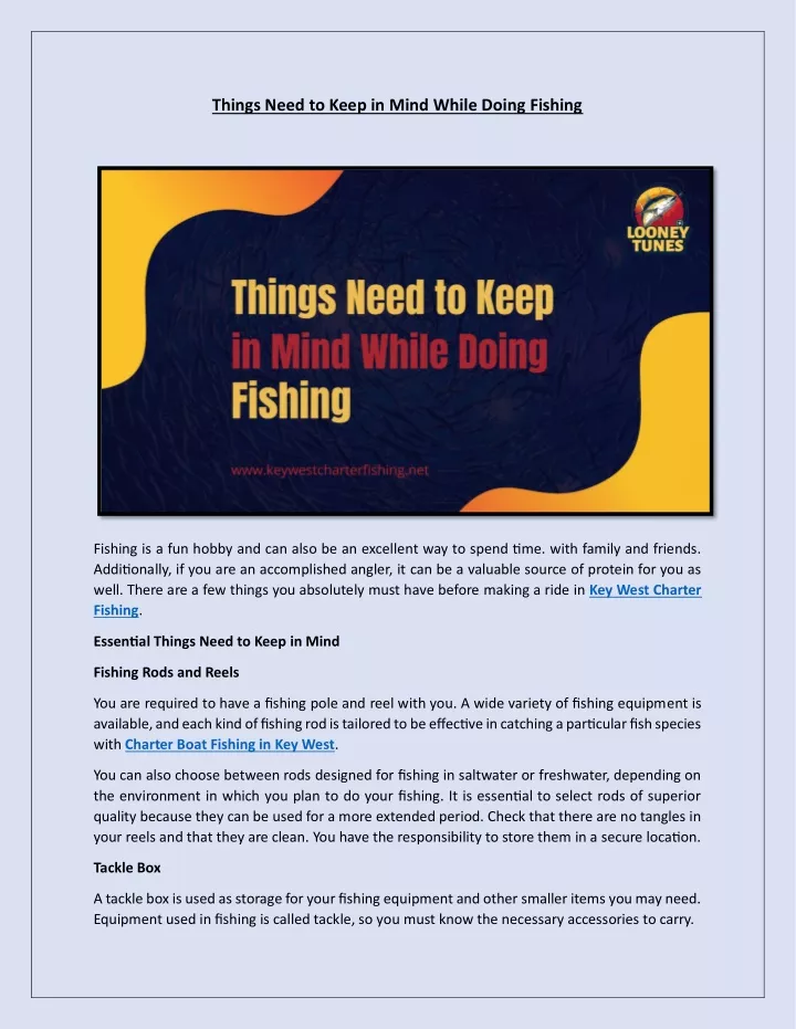 things need to keep in mind while doing fishing