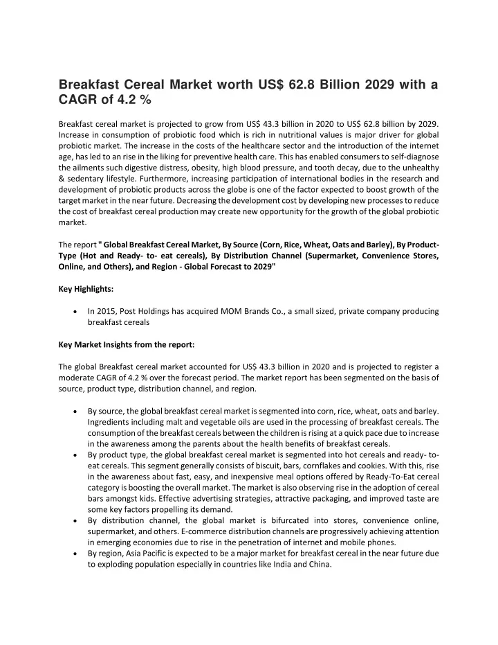 breakfast cereal market worth us 62 8 billion