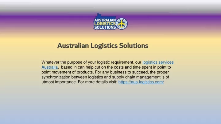 australian logistics solutions