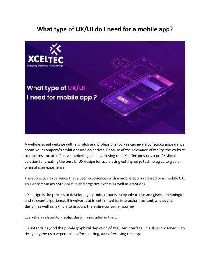 what type of ux ui do i need for a mobile app
