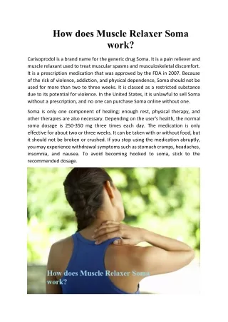 how does muscle relaxer soma work