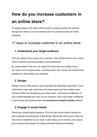 How do you increase customers in an online store