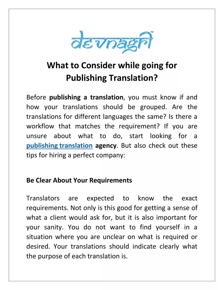 what to consider while going for publishing