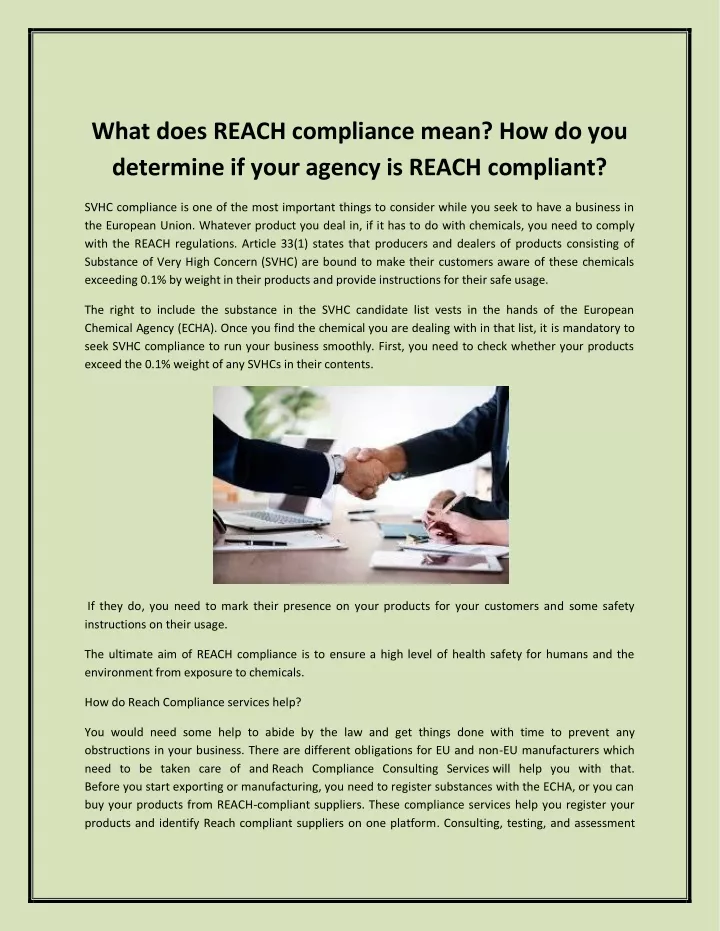what does reach compliance mean